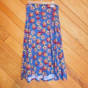 Lularoe XS knee length blue flower skirt